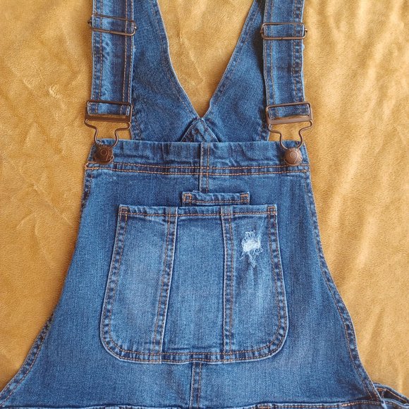 Blue Spice Size 9 Denim Overall Shorts - Picture 2 of 12